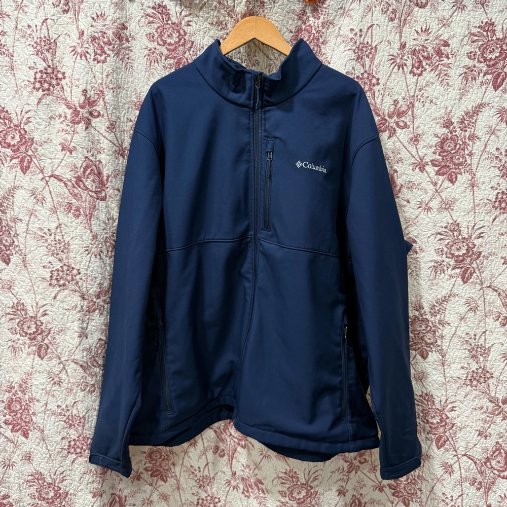Columbia Navy Softshell Fleece-Lined Zip Jacket Men’s 4XLT